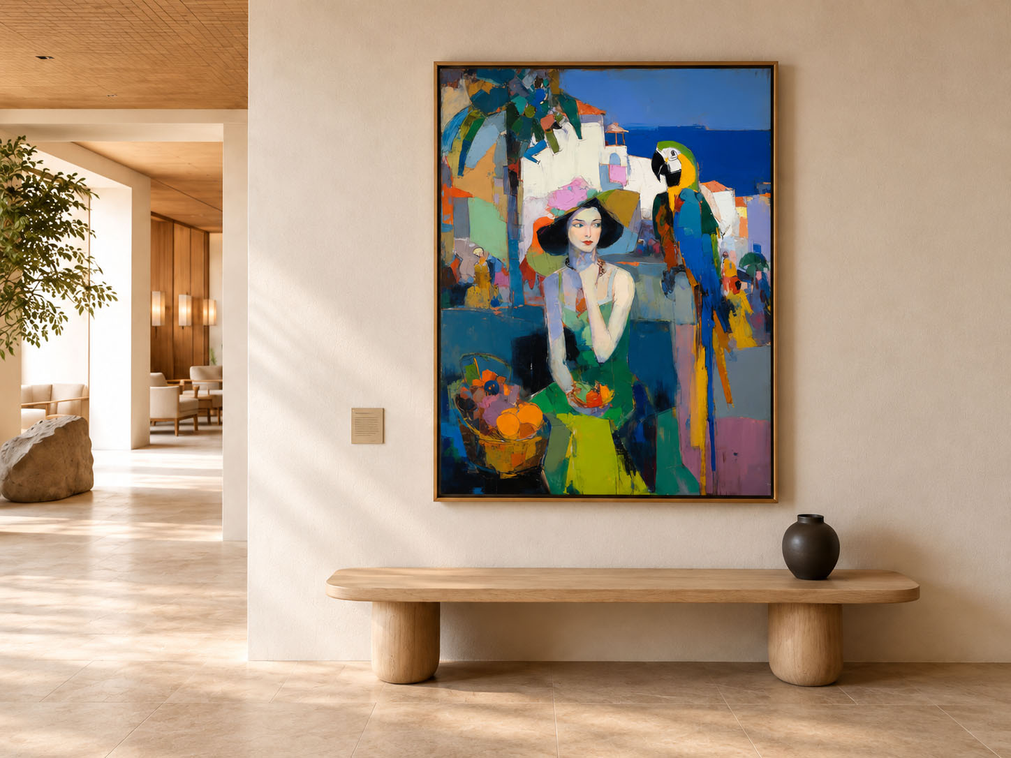 A museum-quality installation in a warm hospitality interior