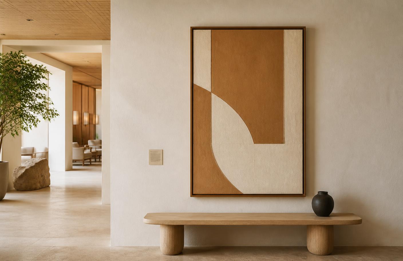 A museum-quality installation in a warm hospitality interior